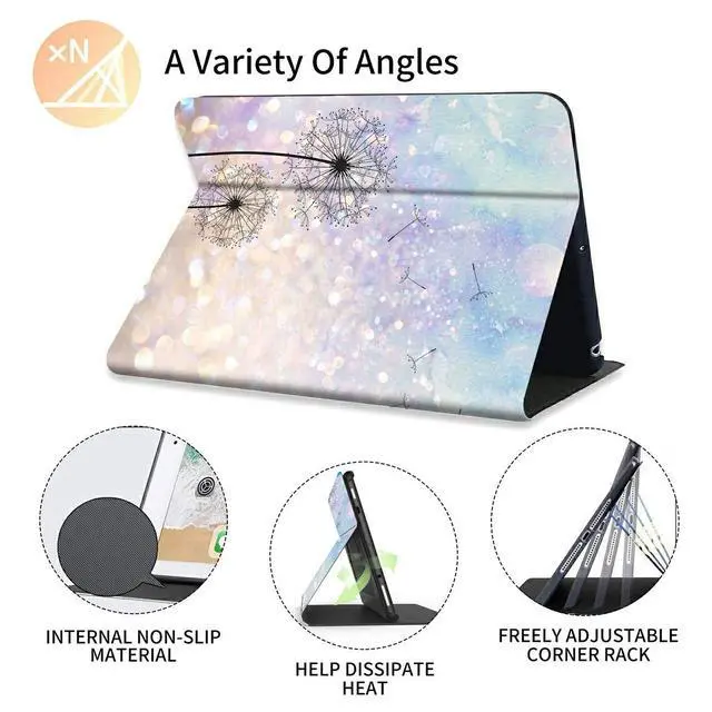 Alt view image 3 of 5 - FUYOCWE Case for Amazon Kindle Fire HD 8 & 8 Plus Tablet Case (12th /10th Generation, 2024/2022/2020 Release) 8",PU Leather Multi-Angle Slim Folding Stand Smart Cover-Dandelion Florals