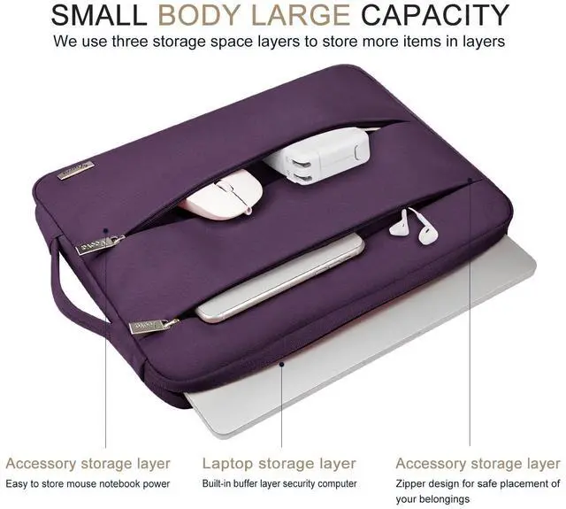 Alt view image 2 of 5 - Voova 15.6 16 Inch Laptop Sleeve Case Compatible with MacBook Pro 16 M1/M2/M3/M4 Max 2019-2025, 15.6-16 Hp Lenovo Acer Asus, Waterproof Slim Computer Bag Cover with Handle, Dark Purple