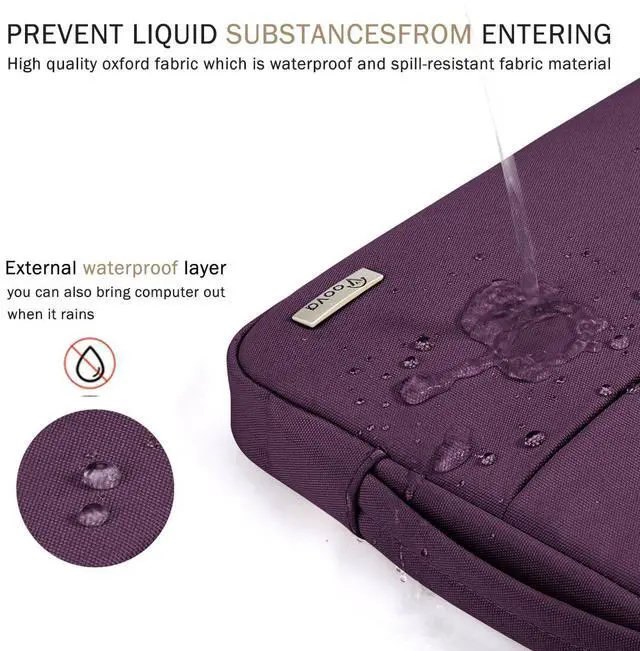 Alt view image 4 of 5 - Voova 15.6 16 Inch Laptop Sleeve Case Compatible with MacBook Pro 16 M1/M2/M3/M4 Max 2019-2025, 15.6-16 Hp Lenovo Acer Asus, Waterproof Slim Computer Bag Cover with Handle, Dark Purple