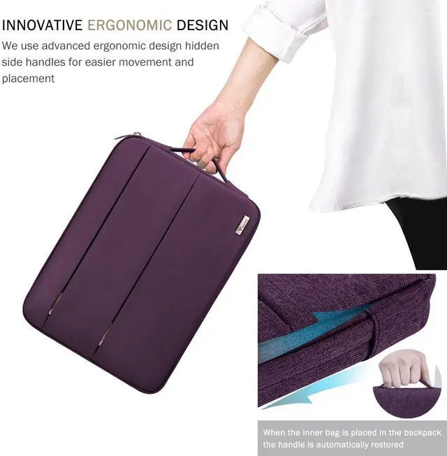 Alt view image 5 of 5 - Voova 15.6 16 Inch Laptop Sleeve Case Compatible with MacBook Pro 16 M1/M2/M3/M4 Max 2019-2025, 15.6-16 Hp Lenovo Acer Asus, Waterproof Slim Computer Bag Cover with Handle, Dark Purple