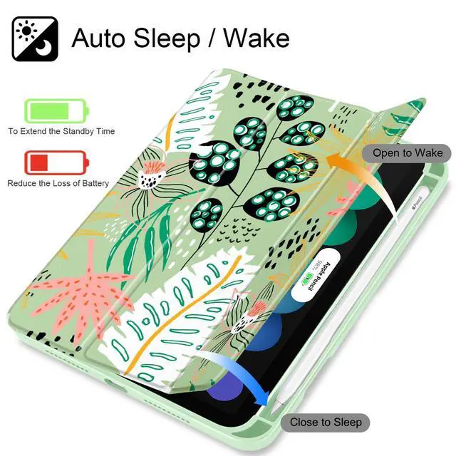Alt view image 3 of 5 - Tuiklol Clear Case for iPad mini 7 (A17 Pro 7th Generation) 2024 / iPad mini 6 (6th Gen) 2021 8.3 Inch,Built-in Pencil Holder Slim Transparent Back Shell Cover Auto Wake/Sleep, Jungle Summer-Green