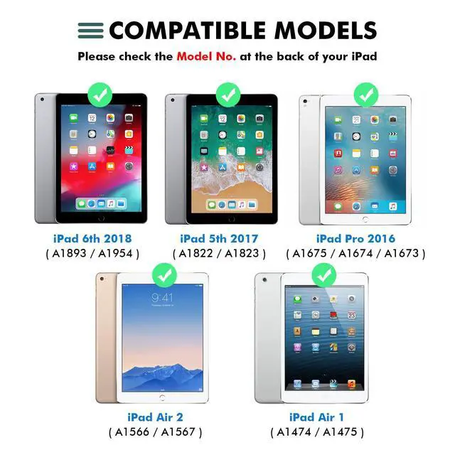 Alt view image 2 of 5 - LAMA Keyboard Case for iPad 9.7 inch 2018 (6th Gen)/ 2017 (5th Gen)/2016 iPad Pro/Air 2/1, Thin - Detachable - Wireless Keyboard Cover with Pencil Holder for iPad 9.7 inch, Auto Sleep/Wake, Blue