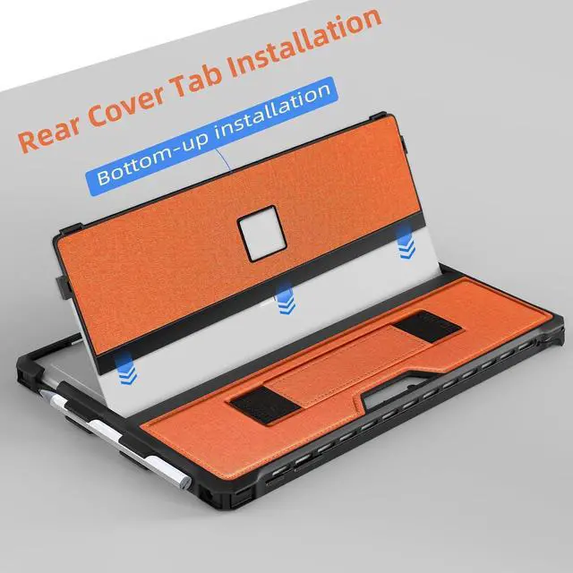 Alt view image 5 of 5 - SSS·GRGB Case for 12.3" Microsoft Surface Pro 7+/7/6/5/4/Pro LTE Protective Rugged Cover Case, with Stylus Pen Holder and Hand Strap, Compatible with Type Cover Keyboard, Orange-red