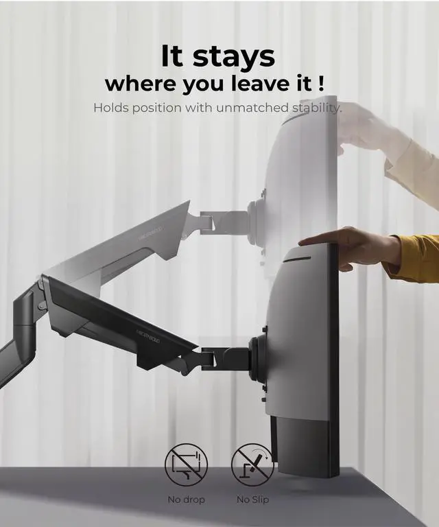 Alt view image 5 of 5 - Modernsolid Heavy Duty Monitor Arm Desk Mount for 34-49 Inch Ultrawide Curved Monitors, Supports 14-38 lbs, Gas Spring Ergonomic Full Motion with Cable Management, Red Dot Design Awarded, Black