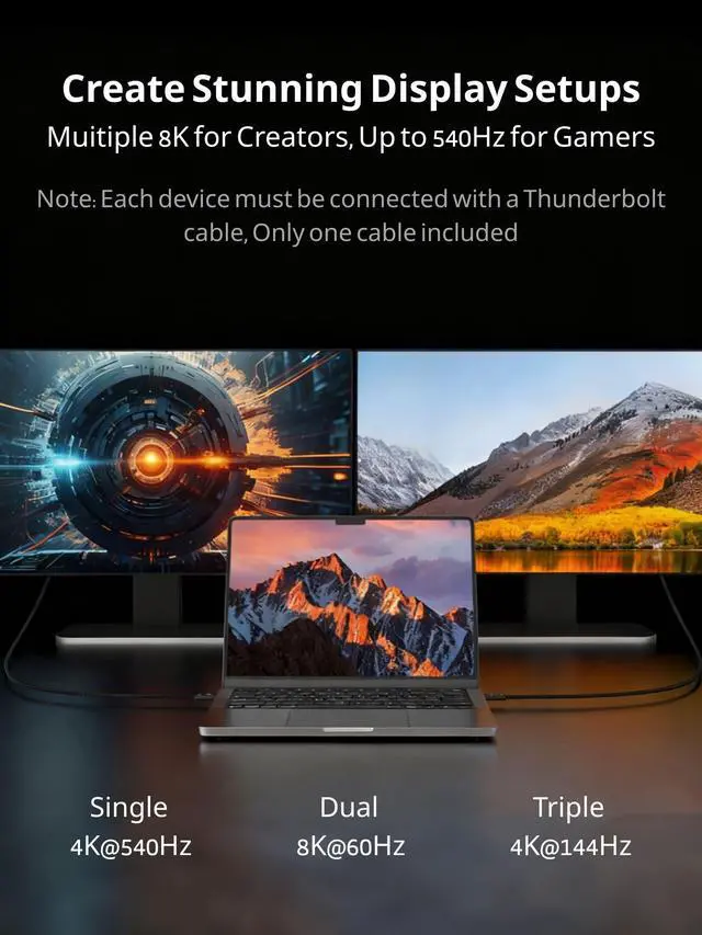 Alt view image 5 of 5 - The upgraded 80Gbps USB 4 Cable for Thunderbolt 5 Cable, 240W Charging and 16K/8K Displays, 3.3ft USB- C to USB C Cable, Compatible With USB 4,Thunderbolt 4/3, iphone16/17,ipad pro,MacBook pro/Air