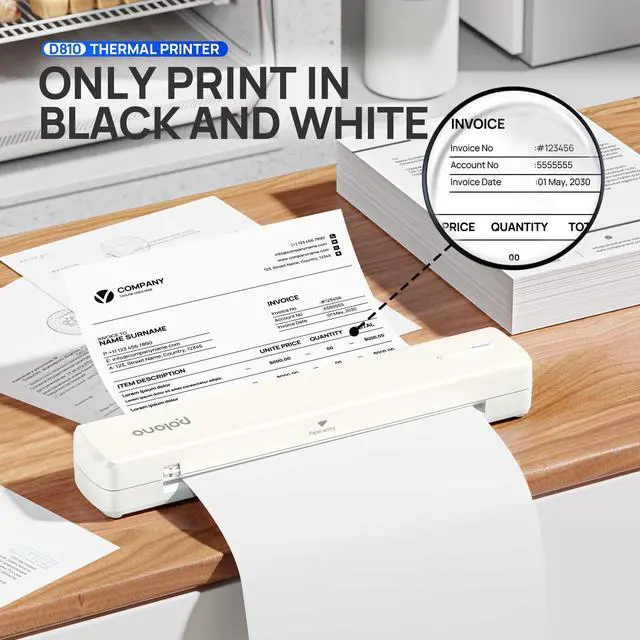 Alt view image 4 of 5 - POLONO Portable Printer Wireless for Travel, D810 Bluetooth Thermal Printer Support for 8.5"x11" US Letter, Beige