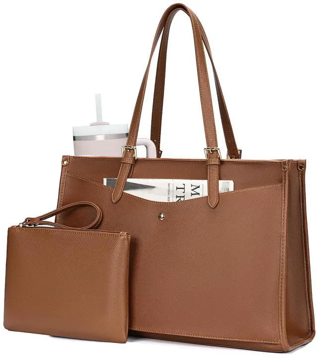 Main image of BAGOK Laptop Tote Bag Women, Work Tote with Multi Pockets, Nurse Bag with Large Cup Holder, For Work, Travel, Daily Use