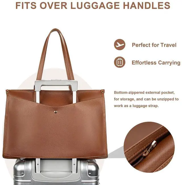 Alt view image 5 of 5 - BAGOK Laptop Tote Bag Women, Work Tote with Multi Pockets, Nurse Bag with Large Cup Holder, For Work, Travel, Daily Use