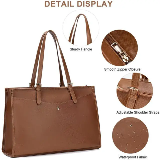 Alt view image 4 of 5 - BAGOK Laptop Tote Bag Women, Work Tote with Multi Pockets, Nurse Bag with Large Cup Holder, For Work, Travel, Daily Use