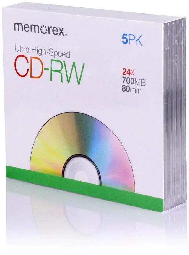 Main image of Memorex CD-RW Media 16X-24X 80MIN Ultra Speed with Slim Jewel Cases - 5 pack