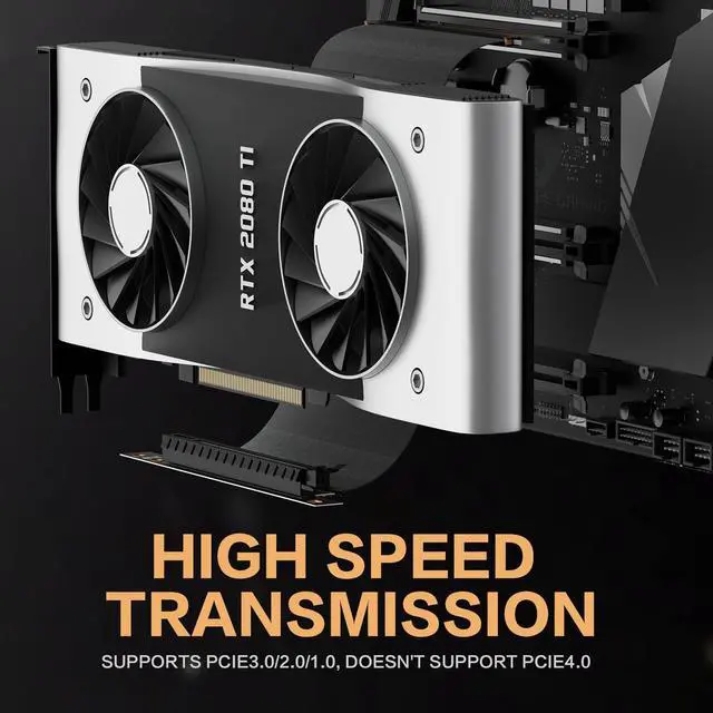 Alt view image 5 of 5 - AsiaHorse New PCIE 3.0 16x High Speed Flexible Extender Riser Cable Card Extension Port Adapter 200mm(90 Degree Angle Black)