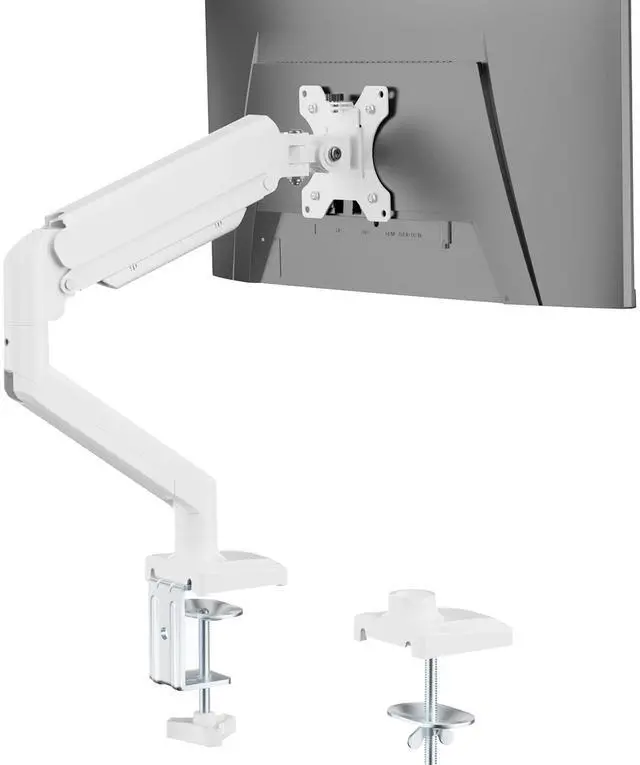 Main image of WALI Single Monitor Arm Mount Stand, Adjustable Gas Spring Arm Monitor Mount for Display up to 32 Inch,19.8lbs Capacity (GSMP001W), White