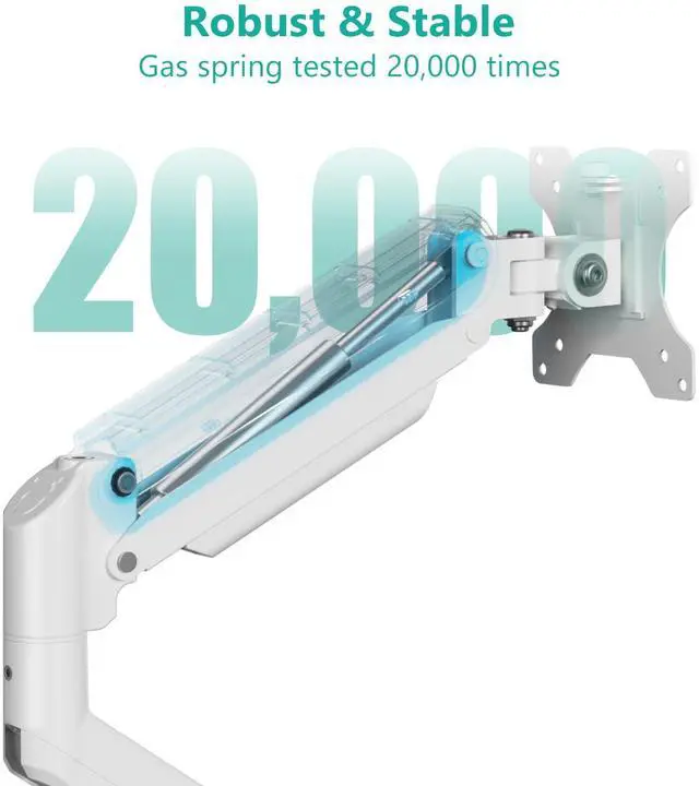 Alt view image 5 of 5 - WALI Single Monitor Arm Mount Stand, Adjustable Gas Spring Arm Monitor Mount for Display up to 32 Inch,19.8lbs Capacity (GSMP001W), White