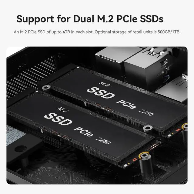 Alt view image 4 of 5 - Beelink SER5 MAX Mini PC, AMD Ryzen 7 6800H(6nm, 8C/16T) up to 4.7GHz, Mini Computer 32GB LPDDR5 RAM 1TB M.2 PCIe 4.0 SSD, Micro PC 4K@60Hz Triple Display/WiFi6/BT5.2/2.5Gbps/HTPC/W-11 Pro