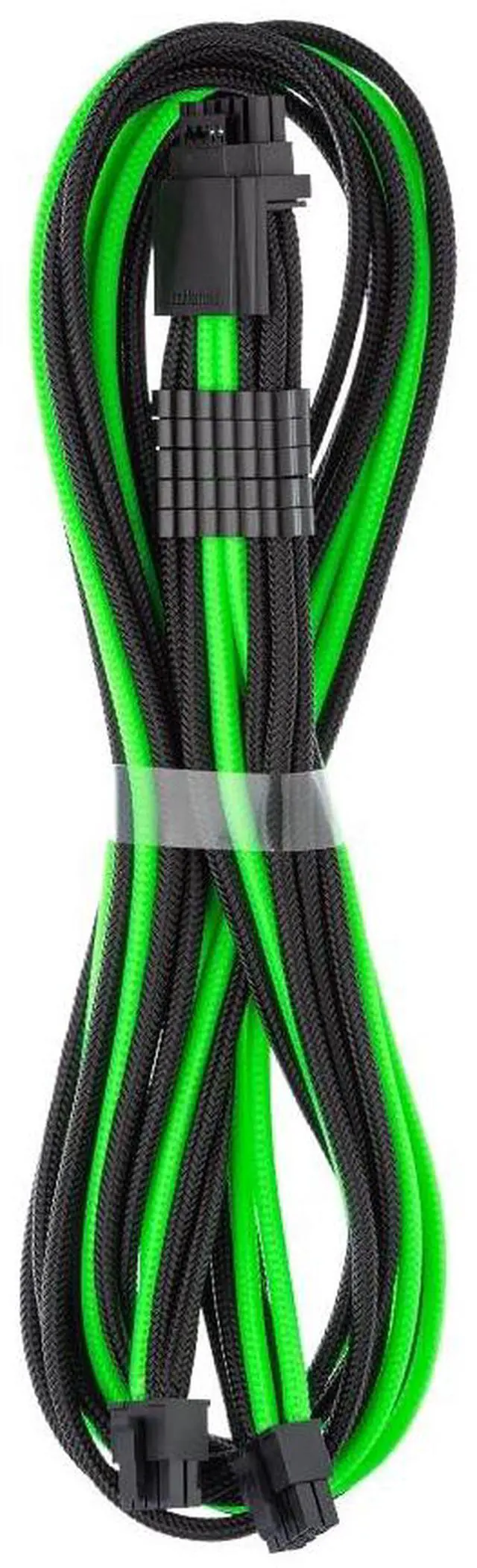 Main image of CableMod C-Series Pro ModMesh Sleeved 12V-2x6 12VHPWR StealthSense PCIe Cable for Corsair Type 5 RMX Shift (16 to 2 x 8-pin, Black + Light Green)