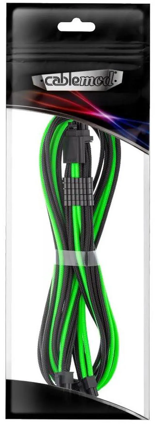Alt view image 5 of 5 - CableMod C-Series Pro ModMesh Sleeved 12V-2x6 12VHPWR StealthSense PCIe Cable for Corsair Type 5 RMX Shift (16 to 2 x 8-pin, Black + Light Green)
