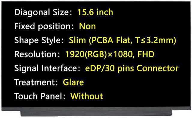 Main image of JHK JIEHONGKE New Screen Replacement for NT156FHM-N51, 15.6" eDP 30 Pins FHD 1920(RGB)×1080, Glare LCD LED Display
