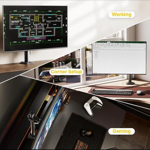 Alt view image 2 of 5 - monTEK Single Monitor Stand, Stable Monitor Arm for 17-32 inch& 22lbs Capacity Screen, Height Adjustable Desk Mount with C Clamp and Grommet Base, VESA 75 * 75MM/ 100 * 100MM