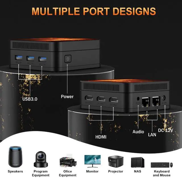 Alt view image 3 of 5 - Mini PC Alder Lake-95 (up to 3.4GHz) 4 Cores 4 Threads, Mini Computers 8GB DDR5 256GB M.2 SSD, Mini PC Dual Lan Support 4K Triple Screen Display/USB3.0/WiFi 5/Bluetooth 5.0/VESA/Home/Business