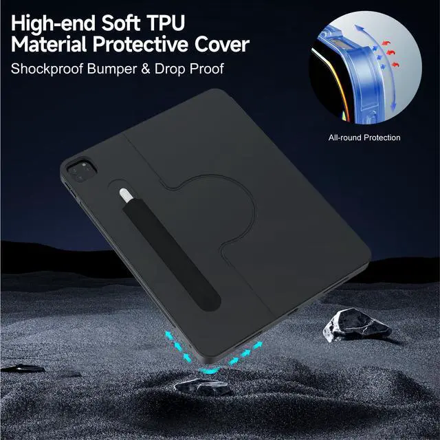 Alt view image 5 of 5 - accrosoo for iPad Air 13 inch M3 / M2 and iPad Pro 13 inch M4 and iPad Pro 12.9 (6th, 5th, 4th, 3rd Gen) 360° Rotatable Detachable Full Protect Magnetic Keyboard Case with Trackpad & 7 Backlits,Black