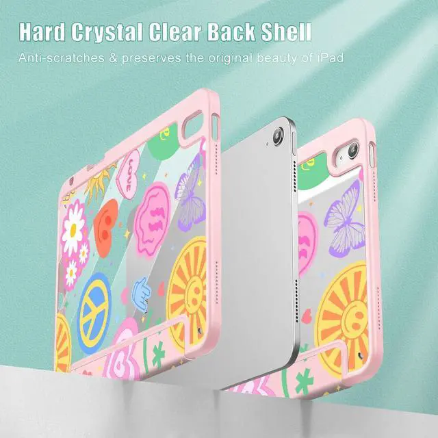 Alt view image 4 of 5 - May Chen Case for iPad Air 13 Inch (M3) 2025, (M2) 2024 - [Built-in Pencil Holder] Shockproof Cover with Clear Transparent Back Shell, Auto Sleep/Wake Cover, Smile Art