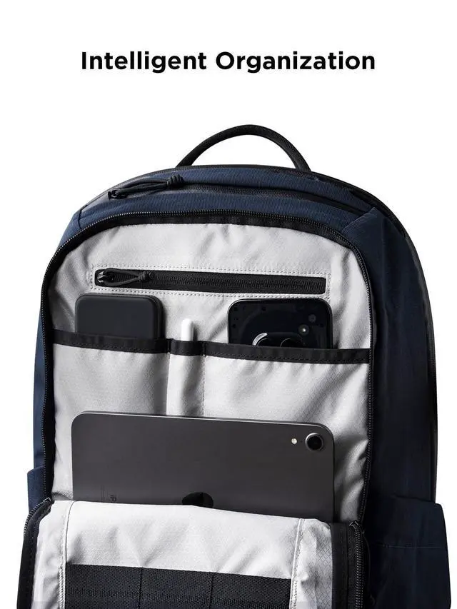 Alt view image 4 of 5 - ALPAKA Elements Backpack Pro 24L - Moonlight Blue Laptop Backpack Fits 16'' Laptop with Dual Bottle Pockets, Travel Backpack for Men, Weather-Resistant 400D Axoflux Fabric for Business or College