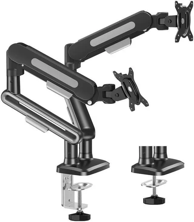 Main image of MOUNT PRO Dual Monitor Desk Mount, Pneumatic Monitor Arms for 2 Monitors Max 39 Inches, Adjustable Dual Computer Monitor Stand Each Arm Holds up to 26.5lbs, VESA Mount with C Clamp & Grommet Base