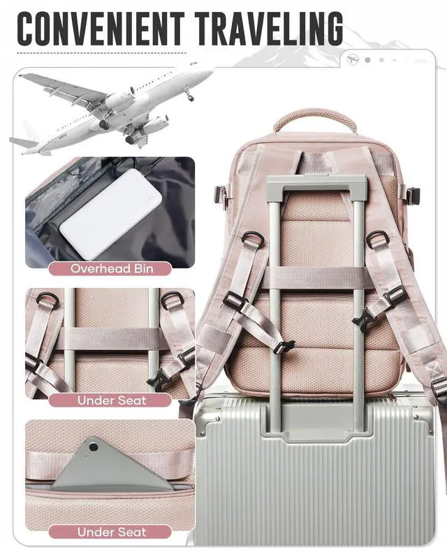 Alt view image 5 of 5 - Vacuum Backpack with Pump for Women Men, Compression Backpack for Travel, Vacpack for School Business Trip, Lightweight Airback Backpacks with Vacuum Seal, Carry On Bag for Airport(Pink Large)