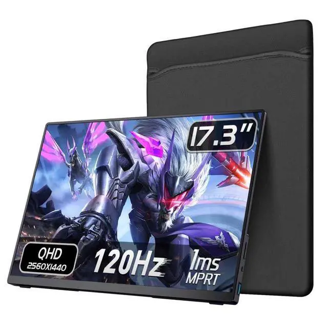 Main image of VOKENSU Portable Monitor, 17.3 inch 2K 144Hz 2560x1440p QHD Gaming HDR FreeSync, Ultra Slim Travel Monitor with Kickstand & Speakers, External Monitors for Laptop, Mac, Xbox, PS5/4