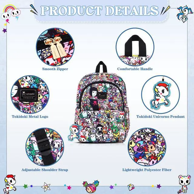 Alt view image 5 of 5 - Tokidoki Backpack with Unicorno Keychain Cute Travel Laptop Backpack for Women Casual Bag Lightweight Backpack Daypack Handbag (Backpack-Signature)