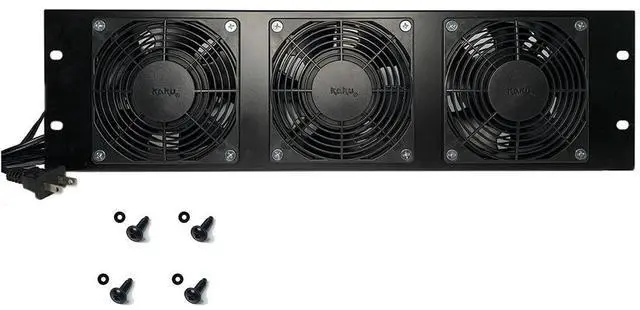 Main image of Rack Mount Fan Panel 3U, Exhaust Airflow, for Cooling AV, Home Theater, Network 19" Racks