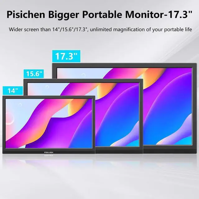 Alt view image 5 of 5 - 17.3" Portable Monitor HD 1600x900 USB C HDMI Travel Monitor for Laptop, External Second Computer Monitor for PC Desktop Ras Pi, Built-in Speakers & Kickstand
