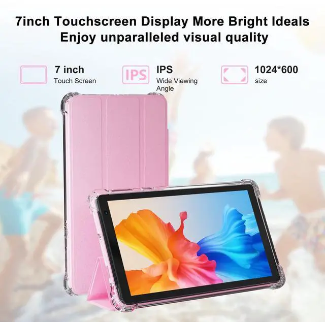 Alt view image 4 of 5 - PEICHENG Tablet with Protective Case, 7" IPS 1024 * 600 Android 15.0 Tab PC RAM 8GB(3+5Expand)+ROM 32GB Bluetooth 5.0 WiFi6 2.4G+5G 2MP+5MP Dual Cameras (Pink)