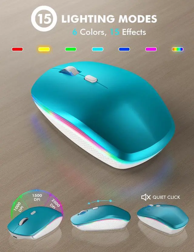 Alt view image 5 of 5 - Wireless Keyboard and Mouse Combo, RGB Backlit, Rechargeable & Light Up Letters, Full-Size, Soft Typing, Sleep Mode, 2.4GHz Quiet Keyboard Set for Mac, Windows, Laptop, PC, Trueque (Metallic Blue)