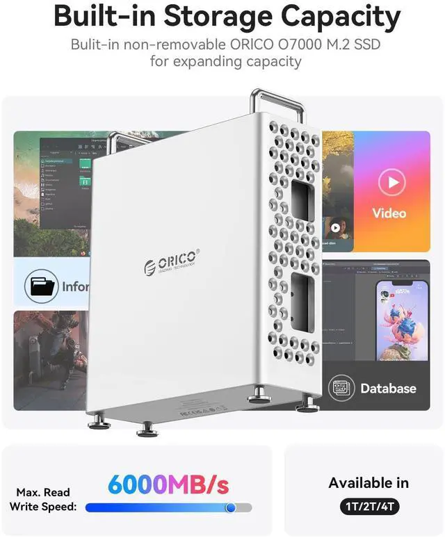 Alt view image 3 of 5 - ORICO Mini Pro Thunderbolt 5 SSD Enclosure 1TB, 80Gbps USB-C NVMe External Hard Drive, Compatible with Windows/Mac/Linux, Aluminum Portable Storage with TB5 Cable (MST5P-1T)