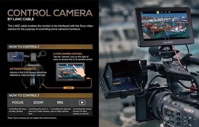 Alt view image 5 of 5 - Lilliput HT7S 7 Inch Camera Field Monitor,Urtra Bright 2000 Nits 1920 * 1080 Touch Screen Director AC Monitor with 3G-SDI&HDMI Input/Output and Two Battery Slot