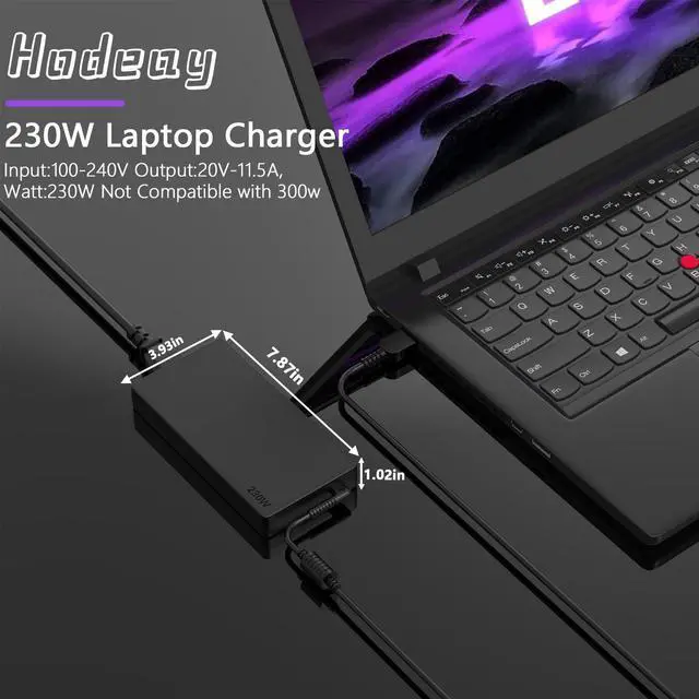 Alt view image 4 of 5 - Ruilezyo 230W Laptop Charger Compatible with Lenovo Legion 5 Slim 5 7 5P C7 S7 Y520 Y720 Y7000 Y920 Y740 Y730 Y540 Y545 C7 S7 ThinkPad P1 P73-P70 P53-P51 15ARH05 ThinkBook 16p AC Adapter