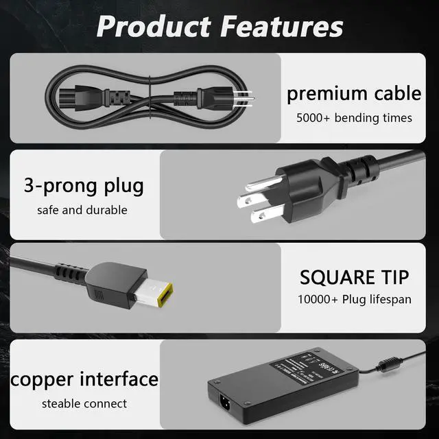 Alt view image 5 of 5 - Ruilezyo 230W Laptop Charger Compatible with Lenovo Legion 5 Slim 5 7 5P C7 S7 Y520 Y720 Y7000 Y920 Y740 Y730 Y540 Y545 C7 S7 ThinkPad P1 P73-P70 P53-P51 15ARH05 ThinkBook 16p AC Adapter