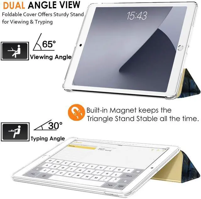 Alt view image 4 of 5 - DuraSafe Cases for iPad PRO 9.7 Inch [ PRO 9.7 2016 ] A1673 A1674 MLPX2LL/A MLPW2LL/A MLPY2LL/A MLYJ2LL/A Trifold Printed Adjustable Stand Feature Case with TPU Heat Dissipation Back - Starry Night