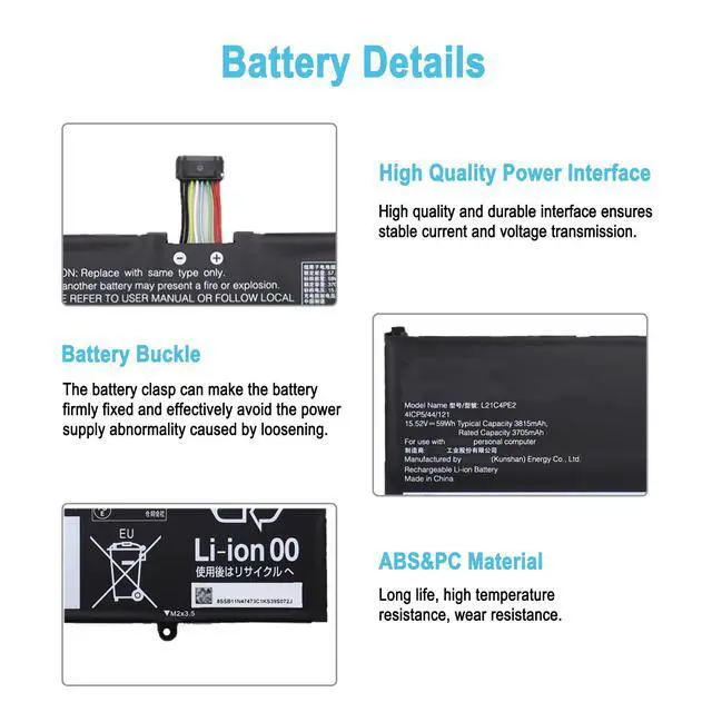 Alt view image 4 of 5 - TAICROWNE 59Wh L21C4PE2 Replacement Laptop Battery for Lenovo Yoga 6 13ALC7 13ABR8 Type 82UD 83B2 Series Notebook L21M4PE2 5B11F29411 5B11N47428 5B11F29414 5B11N47499 15.52V 3815mAh