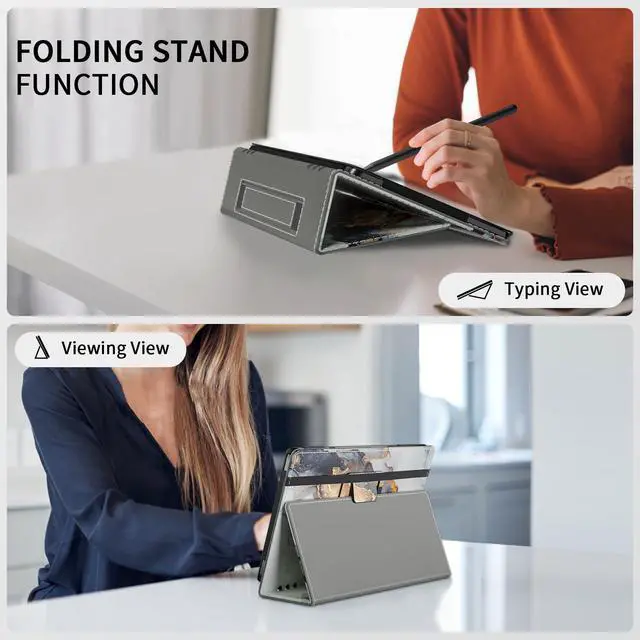 Alt view image 3 of 5 - VORI Case for Amazon Kindle Fire Max 11 Tablet (13th Generation, 2023 Release), Slim Folding Stand Folio Cover with Auto Wake/Sleep & Hand Strap for All-New Fire 11 Max Tablet, Cloudy Marble