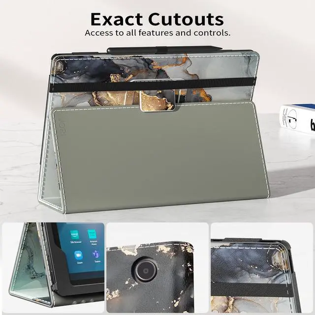 Alt view image 4 of 5 - VORI Case for Amazon Kindle Fire Max 11 Tablet (13th Generation, 2023 Release), Slim Folding Stand Folio Cover with Auto Wake/Sleep & Hand Strap for All-New Fire 11 Max Tablet, Cloudy Marble