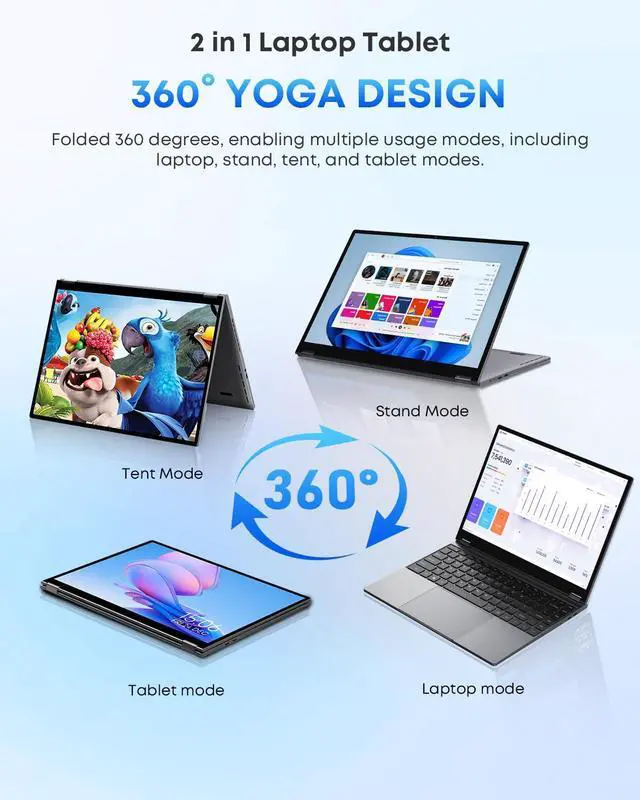 Alt view image 4 of 5 - CHUWI 2 in 1 Laptop, 16GB LPDDR5 RAM 512GB SSD, Intel N150 (Beats N100/N95), 13.4'' FHD 2.5K IPS, 2TB SSD Expand, Touchscreen Laptops, Windows 11, Backlit Keyboard, WiFi 6, BT5.2, Type-C