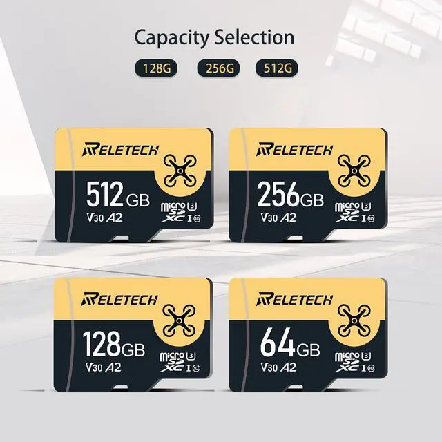 Alt view image 2 of 5 - Reletech 256GB TF Card Memory Card with Adapter, 4K Camera Pro, A2 V30 for Smartphone, Gopro, Action Cams, 4K UHD Video, for Nintendo-Switch, Up to 170MB/s, UHS-I U3 C10 Class 10 (Black, 256.0, GB)