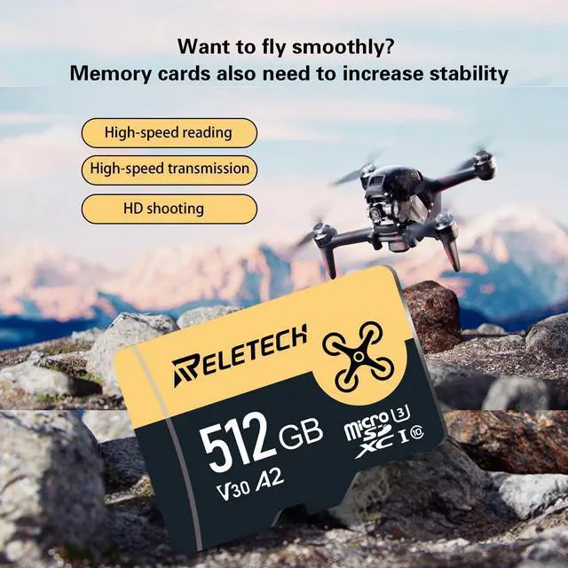 Alt view image 5 of 5 - Reletech 256GB TF Card Memory Card with Adapter, 4K Camera Pro, A2 V30 for Smartphone, Gopro, Action Cams, 4K UHD Video, for Nintendo-Switch, Up to 170MB/s, UHS-I U3 C10 Class 10 (Black, 256.0, GB)