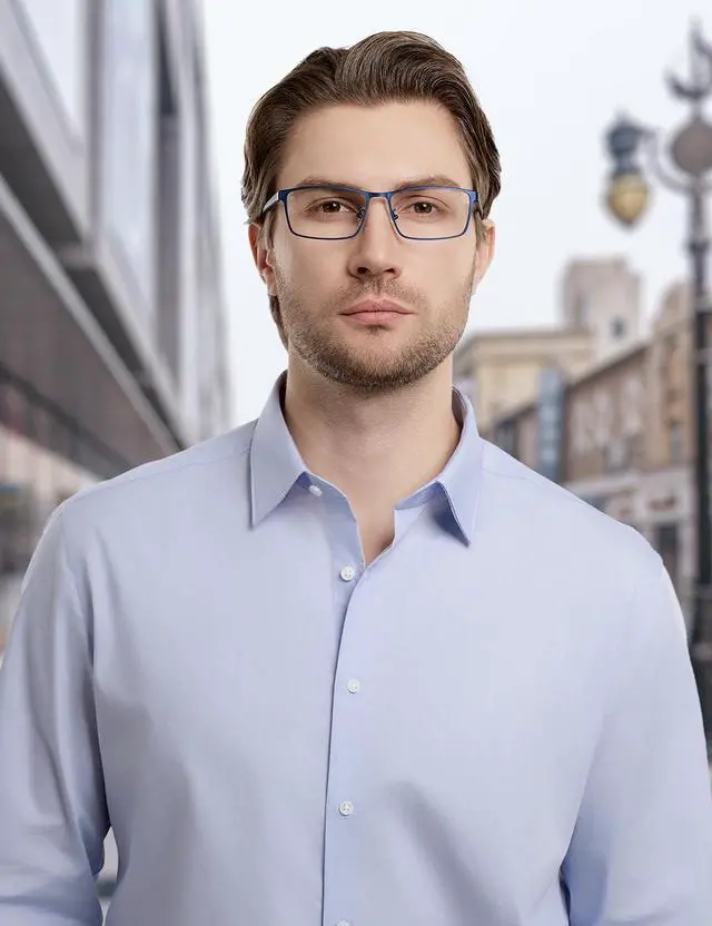 Alt view image 2 of 5 - ZanyLen Blue Light Blocking Glasses Men Computer Gaming Glasses Rectangle Metal Full Blue Frame Anti Glare/UV400 Clear Lens