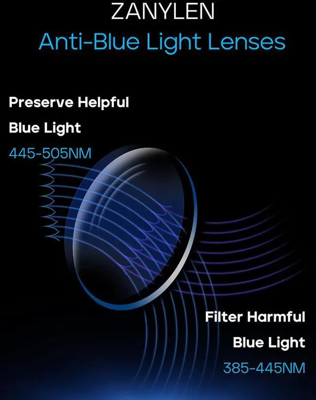 Alt view image 5 of 5 - ZanyLen Blue Light Blocking Glasses Men Computer Gaming Glasses Rectangle Metal Full Blue Frame Anti Glare/UV400 Clear Lens