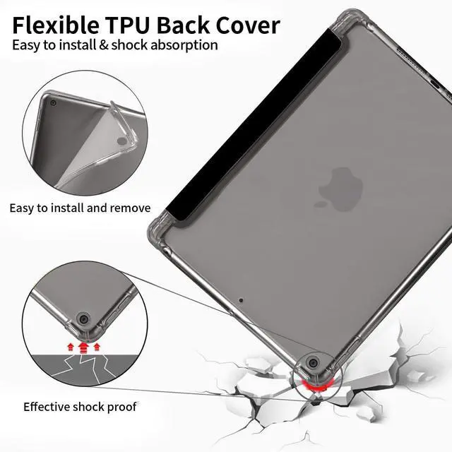 Alt view image 5 of 5 - Idocolors Cute Bowknot Pad Case for 10.2 Inch iPad 9th/7th/8th Generation, Clear TPU Smart Stand Back Cover with Pencil Holder, Auto Wake/Sleep Foldable Shockproof Protective iPad 2021/2020/2019 Case