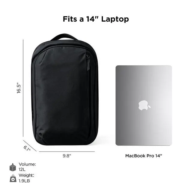 Alt view image 4 of 5 - ALPAKA Metro Backpack,12L Small commuter Backpack - Fits Most 14" Laptops - Soft-touch fleece-lined device sleeve (Black)