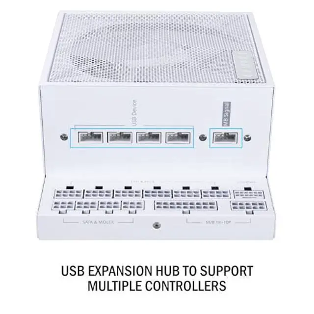 Alt view image 4 of 5 - Lian Li Edge Series-1000W Full Modular Power Supply-80 Plus Platinum-ATX 3.0, 3.1-PCIE 5.1-L-Shape Design for Dual Chamber Case-120mm FDB Fan-Supports up to 4X USB Devices-White (EG1000WE.US)